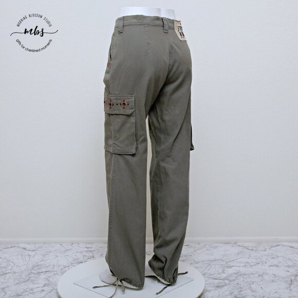 NWT !It Jeans Beads Studded High Rise Jeweled Wide Leg Drawstring Pants - Picture 3 of 11